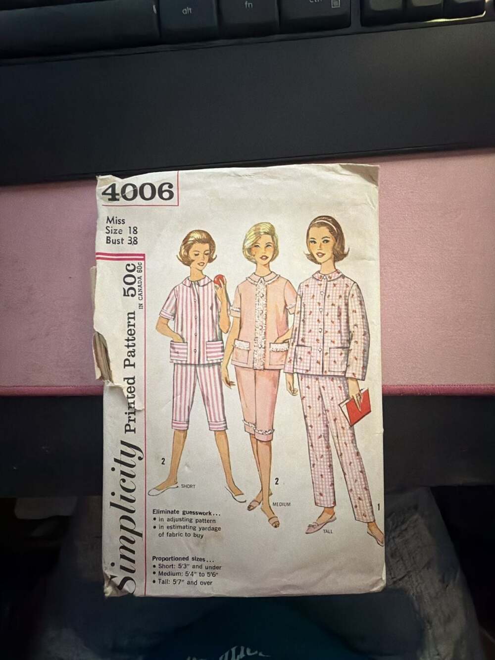 Simplicity Sewing Pattern 4006 Misses Pajamas Size 18